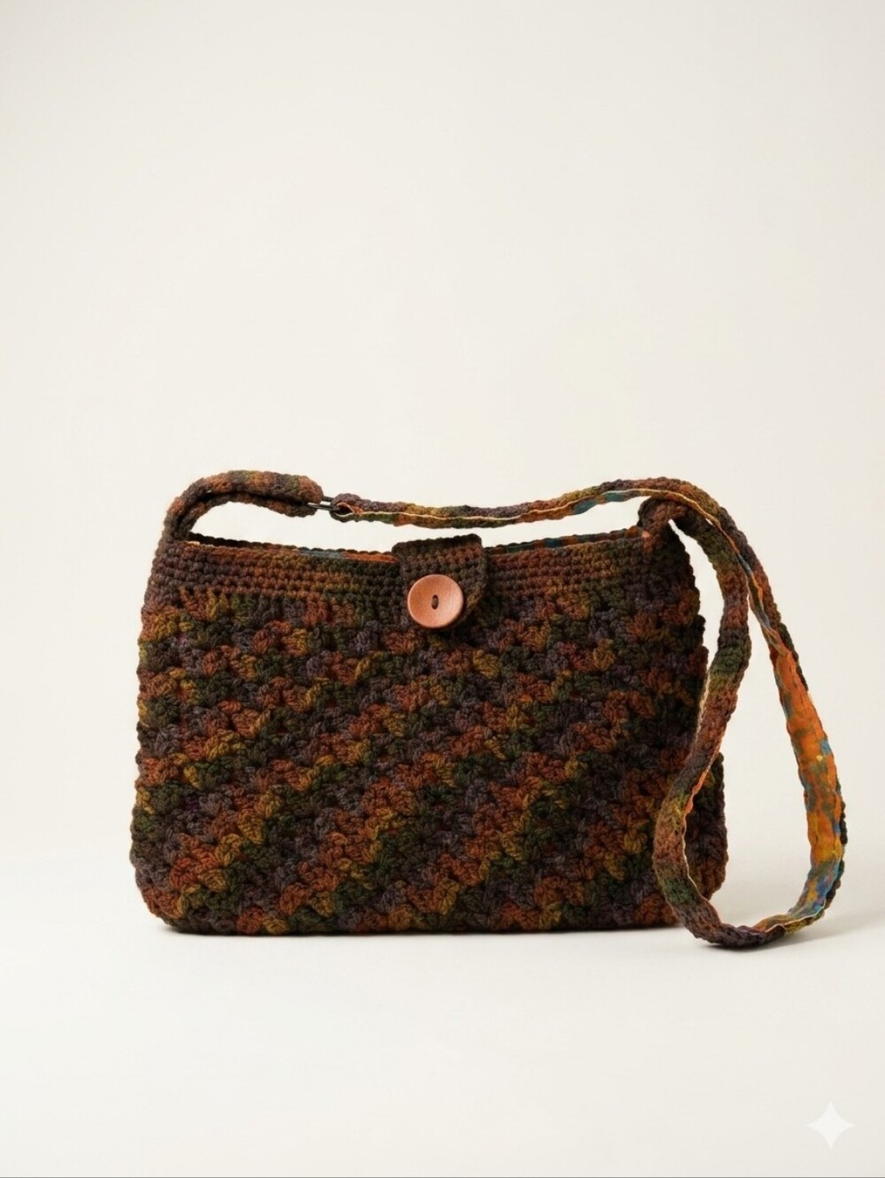 Handmade Earthy Crochet Shoulder Crossbody Bag Purse